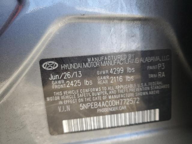 5NPEB4AC0DH772572 - 2013 HYUNDAI SONATA GLS GRAY photo 12