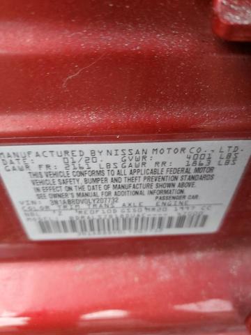 3N1AB8DV0LY207732 - 2020 NISSAN SENTRA SR RED photo 12