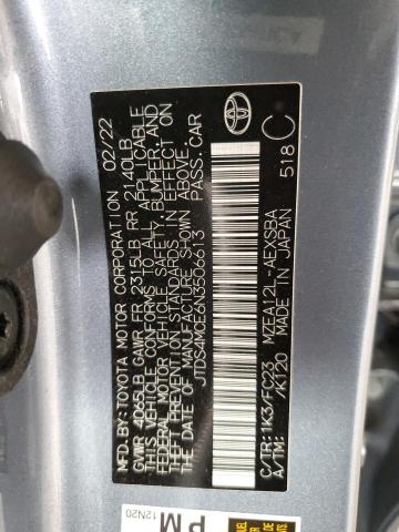 JTDS4MCE6N3506613 - 2022 TOYOTA COROLLA SE 蓝色 照片 12