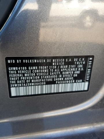 3VW2B7AJ3HM264399 - 2017 VOLKSWAGEN JETTA S GRAY photo 12