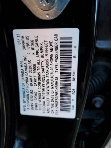 2HGFB2F95CH569448 - 2012 HONDA CIVIC EXL შავი ფოტო 12