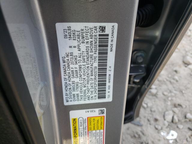 2HGFE2F53RH505759 - 2024 HONDA CIVIC SPORT SILVER photo 12