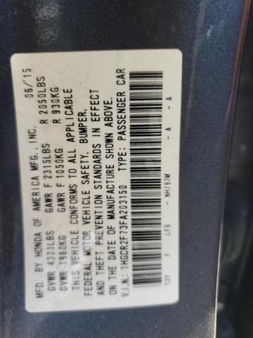 1HGCR2F73FA203150 - 2015 HONDA ACCORD EX GRAY photo 13