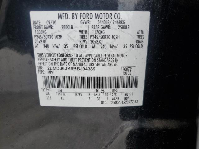 2LMDJ6JK9BBJ04389 - 2011 LINCOLN MKX 黑色 照片 13