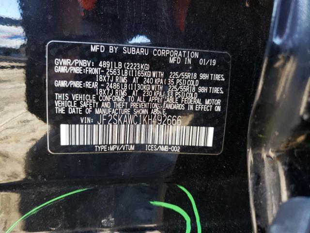JF2SKAWC1KH492666 - 2019 SUBARU FORESTER TOURING 黑色 照片 12