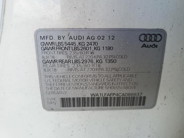 WA1LFAFP4CA086637 - 2012 AUDI Q5 PREMIUM PLUS WHITE photo 13