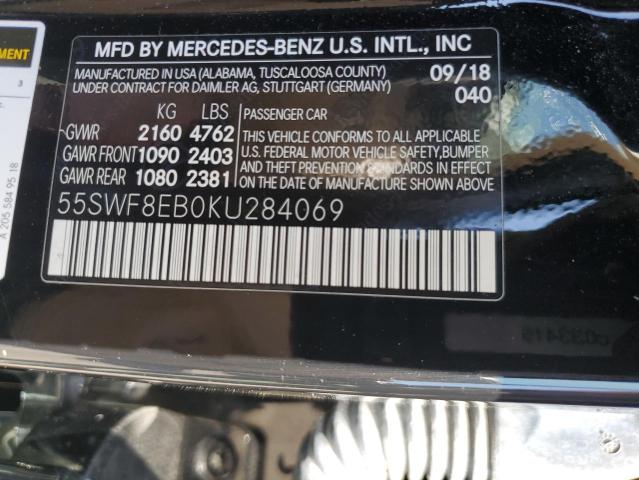 55SWF8EB0KU284069 - 2019 MERCEDES-BENZ C 300 4MATIC BLACK photo 12