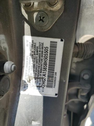 2HGFA15858H505505 - 2008 HONDA CIVIC EX GRAY photo 12