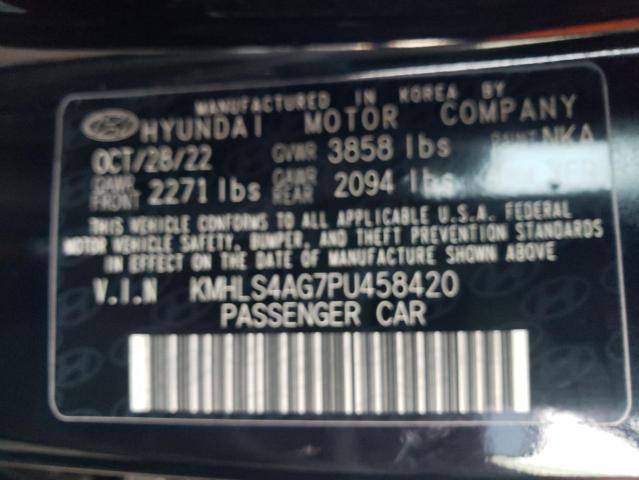 KMHLS4AG7PU458420 - 2023 HYUNDAI ELANTRA SEL BLACK photo 12