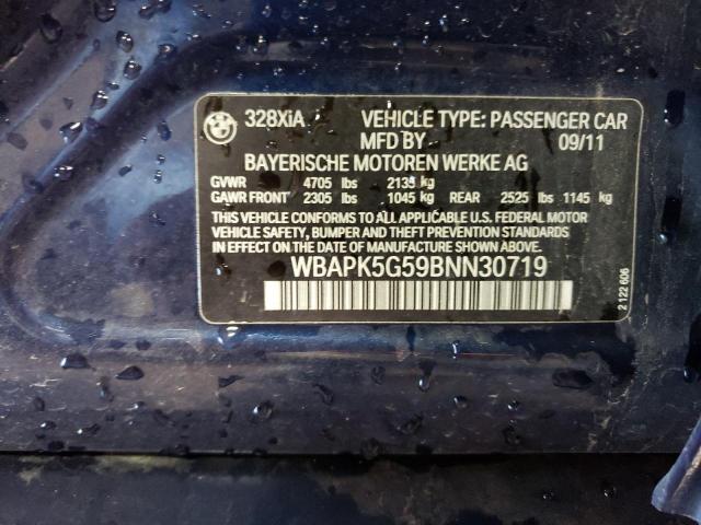 WBAPK5G59BNN30719 - 2011 BMW 328 XI SULEV BLUE photo 12