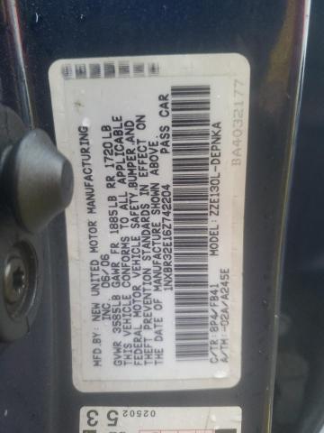 1NXBR32E16Z742204 - 2006 TOYOTA COROLLA CE BLUE photo 12