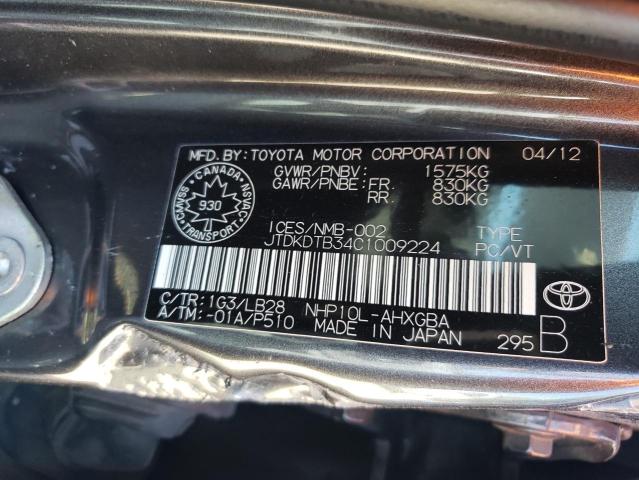 JTDKDTB34C1009224 - 2012 TOYOTA PRIUS C GRAY photo 12