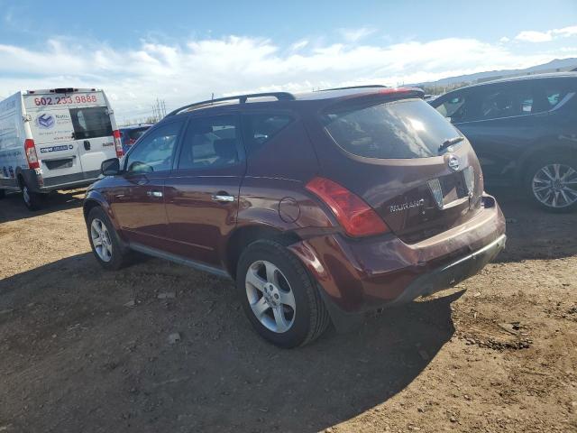 JN8AZ08T65W325253 - 2005 NISSAN MURANO SL MAROON photo 2