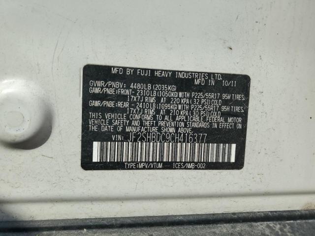 JF2SHBDC9CH416377 - 2012 SUBARU FORESTER 2.5X PREMIUM WHITE photo 13
