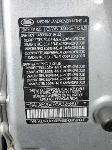 SALAE25495A325897 - 2005 LAND ROVER LR3 SE Gümüş foto 13