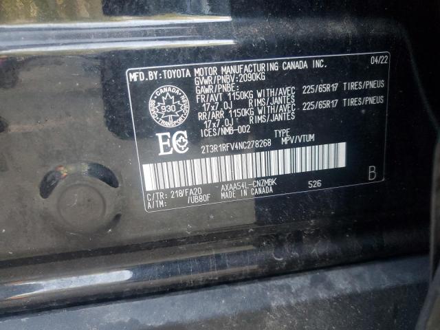 2T3R1RFV4NC278268 - 2022 TOYOTA RAV4 XLE BLACK photo 13