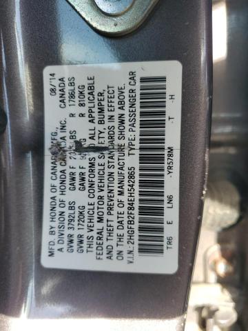 2HGFB2F84EH542865 - 2014 HONDA CIVIC EX GRAY photo 12