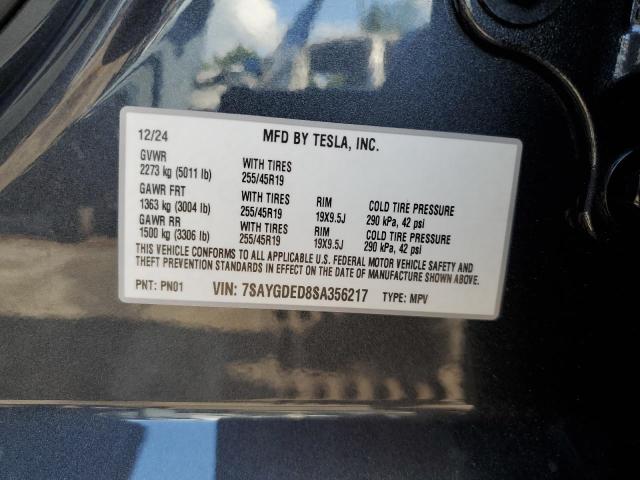 7SAYGDED8SA356217 - 2025 TESLA MODEL Y 灰色 照片 12