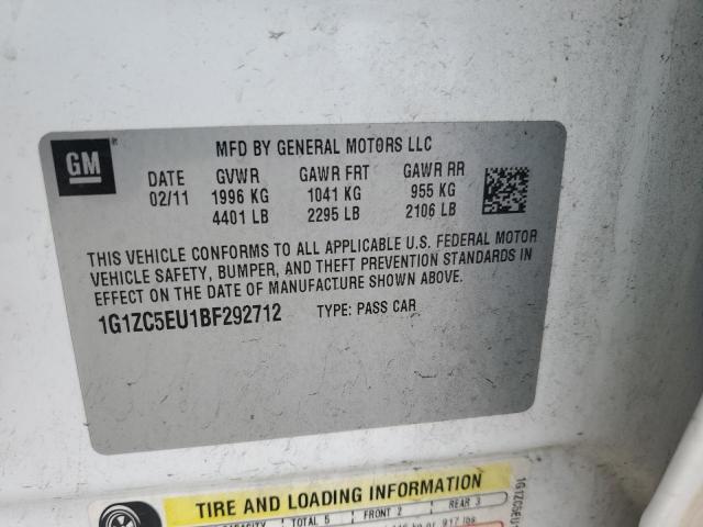 1G1ZC5EU1BF292712 - 2011 CHEVROLET MALIBU 1LT WHITE photo 12