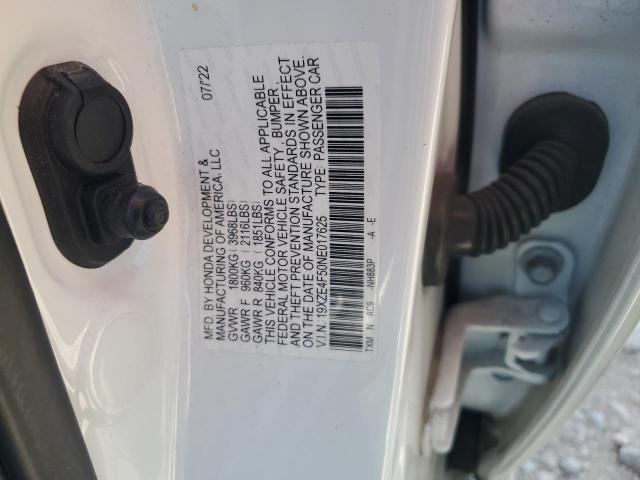19XZE4F50NE017625 - 2022 HONDA INSIGHT EX WHITE photo 13