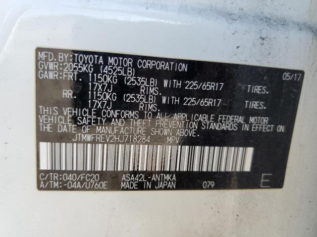 JTMWFREV2HJ718284 - 2017 TOYOTA RAV4 XLE WHITE photo 13