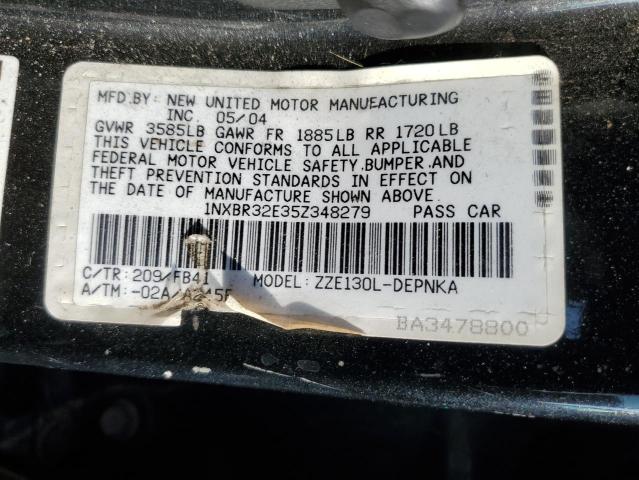 1NXBR32E35Z348279 - 2005 TOYOTA COROLLA CE 黑色 照片 12