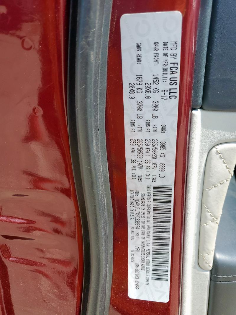 1C4RJFJTXHC939974 - 2017 JEEP GRAND CHER SUMMIT MAROON photo 14