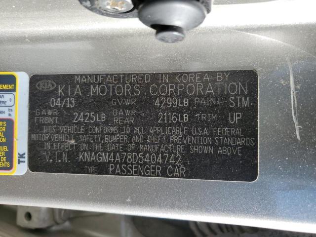 KNAGM4A78D5404742 - 2013 KIA OPTIMA LX SILVER photo 12