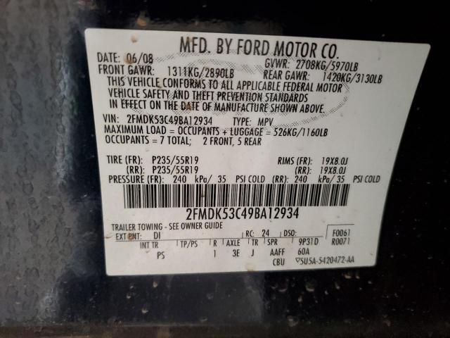 2FMDK53C49BA12934 - 2009 FORD FLEX LIMITED 黑色 照片 14