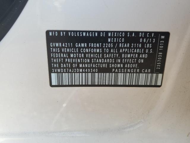 3VWDX7AJ2DM449340 - 2013 VOLKSWAGEN JETTA SE WHITE photo 12
