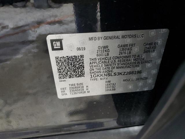 1GKKNSLS3KZ288196 - 2019 GMC ACADIA SLE შავი ფოტო 14