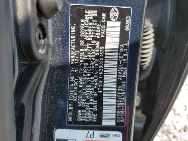 4T1BF1FK2DU203679 - 2013 TOYOTA CAMRY L BLUE photo 12