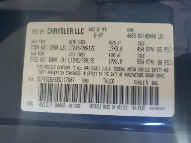 3D7KS28A68G117607 - 2008 DODGE RAM 2500 ST BLUE photo 13