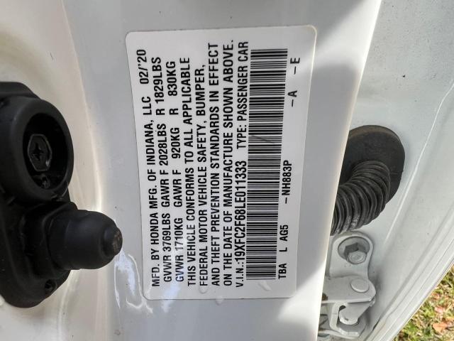 19XFC2F68LE011333 - 2020 HONDA CIVIC LX WHITE photo 10