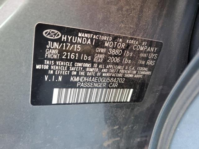 KMHDH4AE0GU584202 - 2016 HYUNDAI ELANTRA SE GRAY photo 12