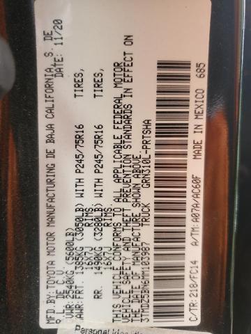 3TMDZ5BN6MM103987 - 2021 TOYOTA TACOMA DOUBLE CAB BLACK photo 13