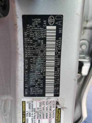 2T1KR32E15C406021 - 2005 TOYOTA COROLLA MA XR SILVER photo 12