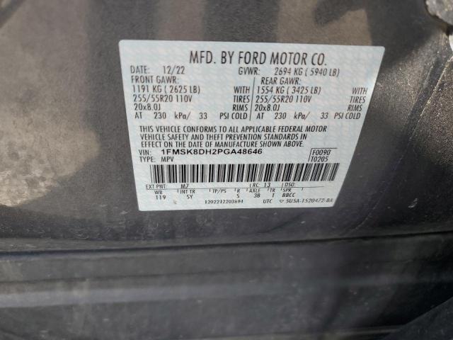 1FMSK8DH2PGA48646 - 2023 FORD EXPLORER XLT შავი ფოტო 14