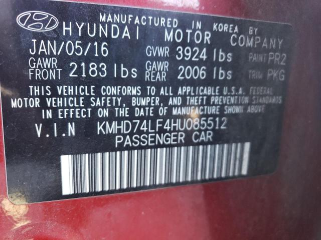 KMHD74LF4HU085512 - 2017 HYUNDAI ELANTRA SE RED photo 13