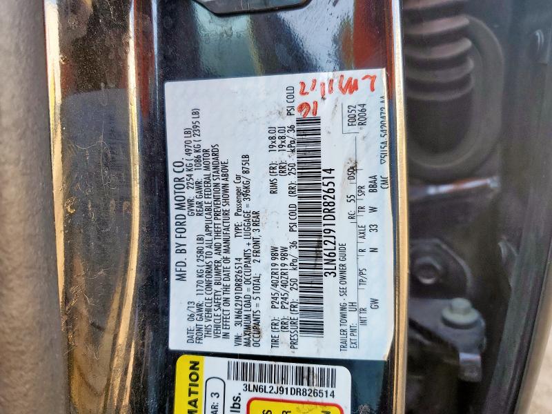 3LN6L2J91DR826514 - 2013 LINCOLN MKZ BLACK photo 12