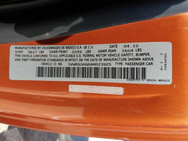 3VWRG3AG6AM023925 - 2010 VOLKSWAGEN NEW BEETLE 橙色 照片 12