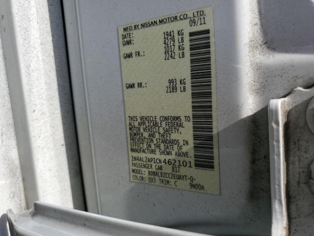 1N4AL2AP1CN462101 - 2012 NISSAN ALTIMA BASE WHITE photo 12