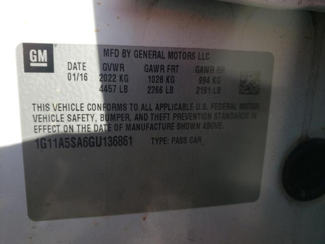 1G11A5SA6GU136861 - 2016 CHEVROLET MALIBU LIM LS Beyaz fotoğraf 12