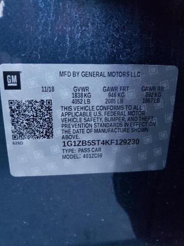 1G1ZB5ST4KF129230 - 2019 CHEVROLET MALIBU LS CHARCOAL photo 12