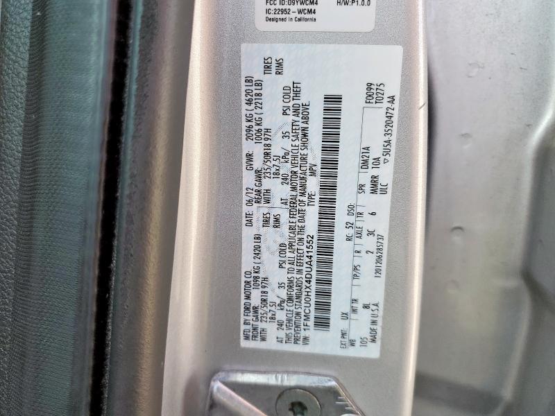 1FMCU0HX4DUA41552 - 2013 FORD ESCAPE SEL SILVER photo 13
