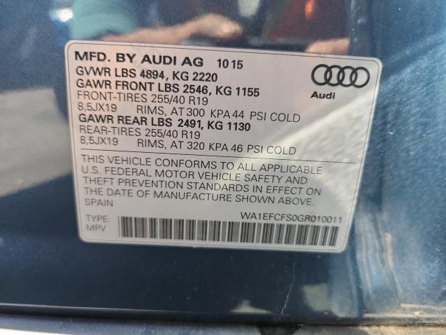 WA1EFCFS0GR010011 - 2016 AUDI Q3 PREMIUM PLUS ლურჯი ფოტო 13
