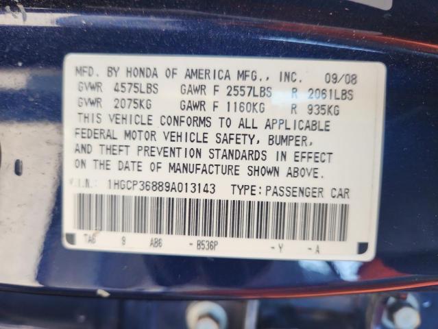 1HGCP36889A013143 - 2009 HONDA ACCORD EXL 蓝色 照片 12