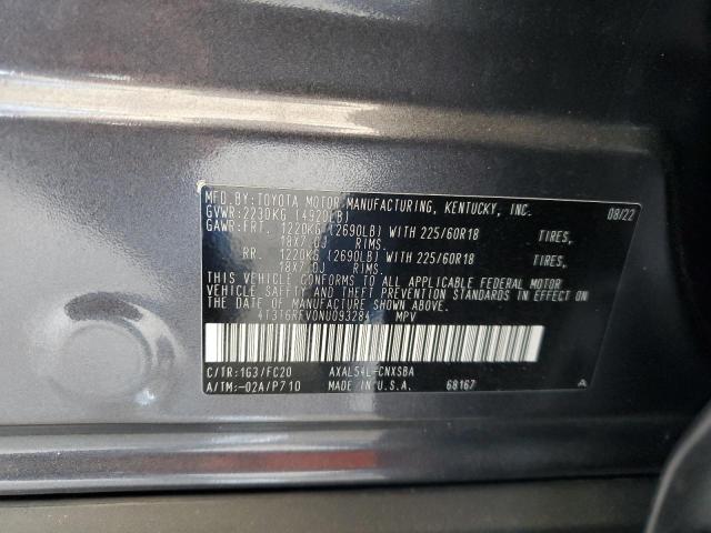 4T3T6RFV0NU093284 - 2022 TOYOTA RAV4 SE GRAY photo 12