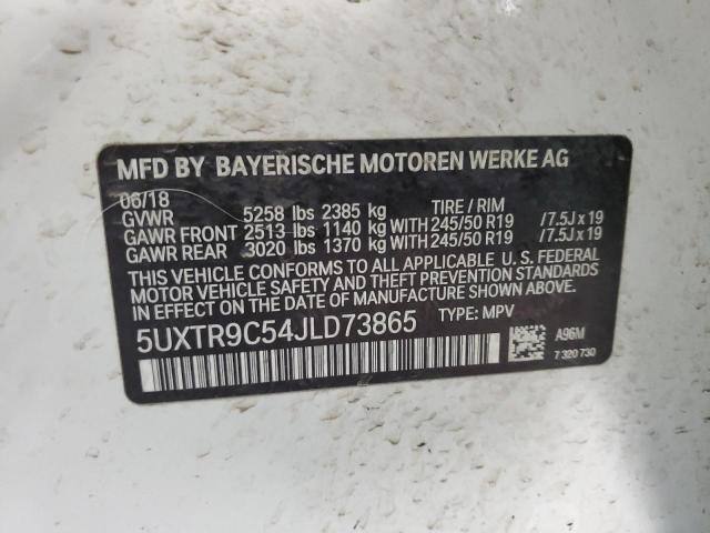 5UXTR9C54JLD73865 - 2018 BMW X3 XDRIVE30I WHITE photo 13