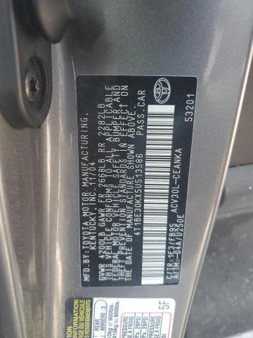 4T1BE30KX5U513586 - 2005 TOYOTA CAMRY LE BROWN photo 12